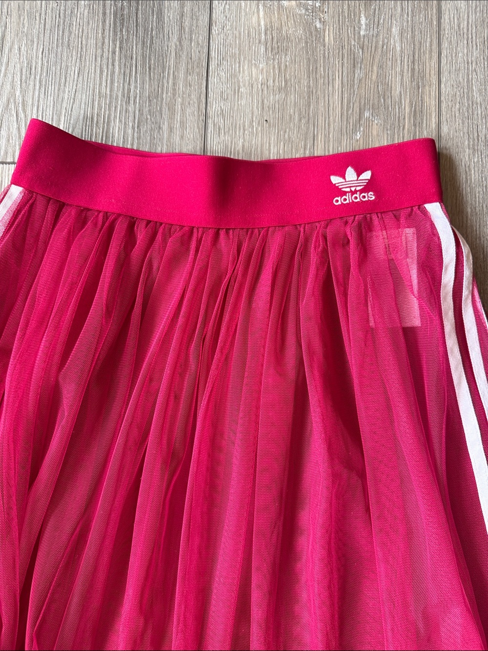 adidas Originals Sleek Three Stripe Mesh Tulle Skirt in Pink - Picture 11 of 16